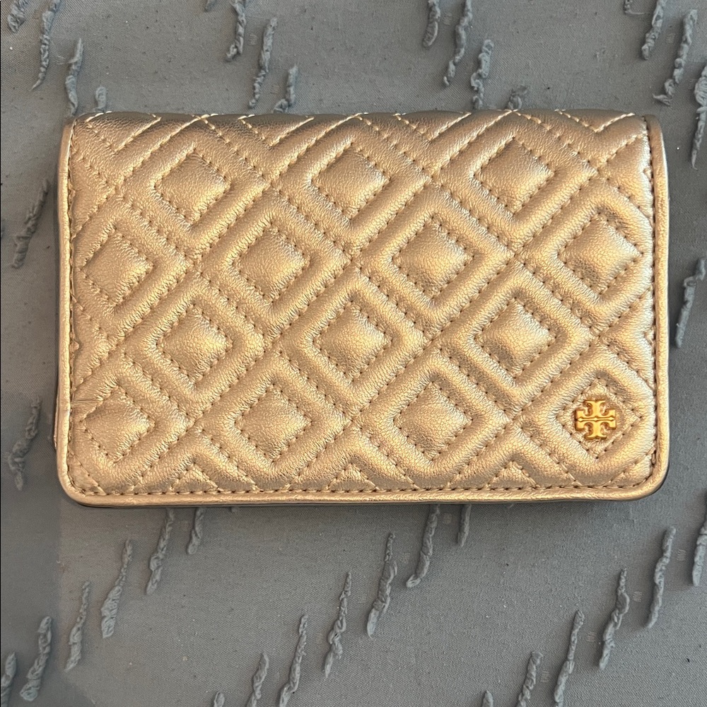 Tory Burch Metallic Gold Quilted Wallet